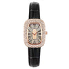 Women's Leisure Metal And Imitation Leather Barrelshaped Rhinestone Watch
