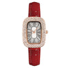 Women's Leisure Metal And Imitation Leather Barrelshaped Rhinestone Watch