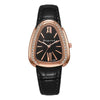 Women's Leisure Pu Strap Snakeshaped Quartz Watch With Diamond