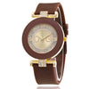 Women's Leisure Quartz Watch Alloy Case Glass Mirror Silicone Strap Round Dial