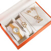 Women's Leisure Quartz Watch Alloy Case Imitation Leather Strap Round Dial Diamondencrusted