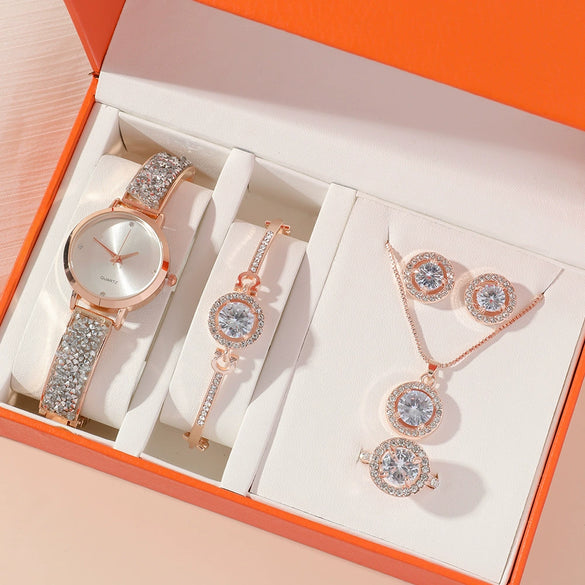 Women's Leisure Quartz Watch Stainless Steel Case And Strap Round Dial