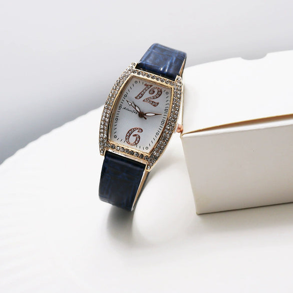 Women's Leisure Quartz Watch With Alloy Case Stainless Steel Strap And Wine Barrel Shape Dial