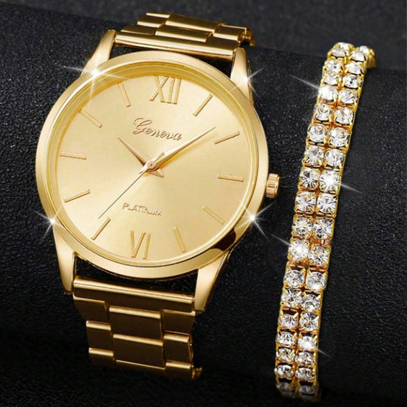 Women's Leisure Quartz Watch With Zinc Alloy Band And Round Dial