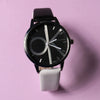 Women's Leisure Round Quartz Watch With Metal Case Pu Strap And Mineral Strengthened Glass Mirror