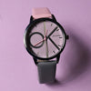 Women's Leisure Round Quartz Watch With Metal Case Pu Strap And Mineral Strengthened Glass Mirror
