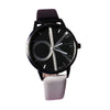 Women's Leisure Round Quartz Watch With Metal Case Pu Strap And Mineral Strengthened Glass Mirror