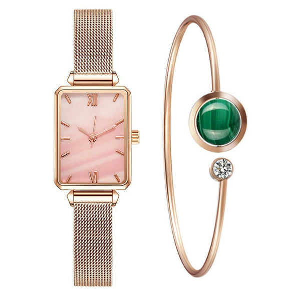 Women's Leisure Square Alloy And Titanium Watch With Magnet Buckle