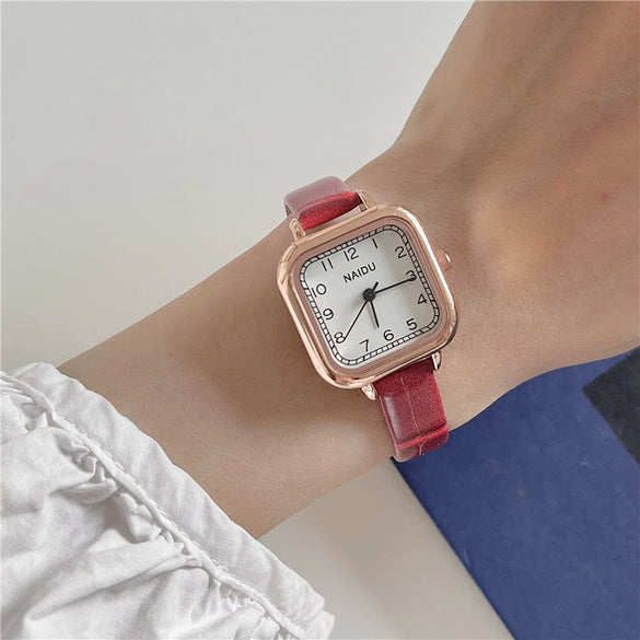 Women's Leisure Square Watch With Alloy Case And Imitation Leather Strap