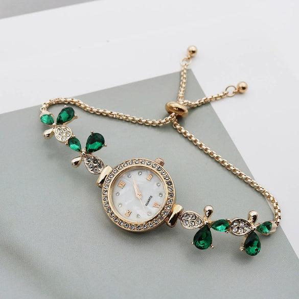 Women's Leisure Style Round Alloy And Stainless Steel Butterfly Fashion Quartz Watch