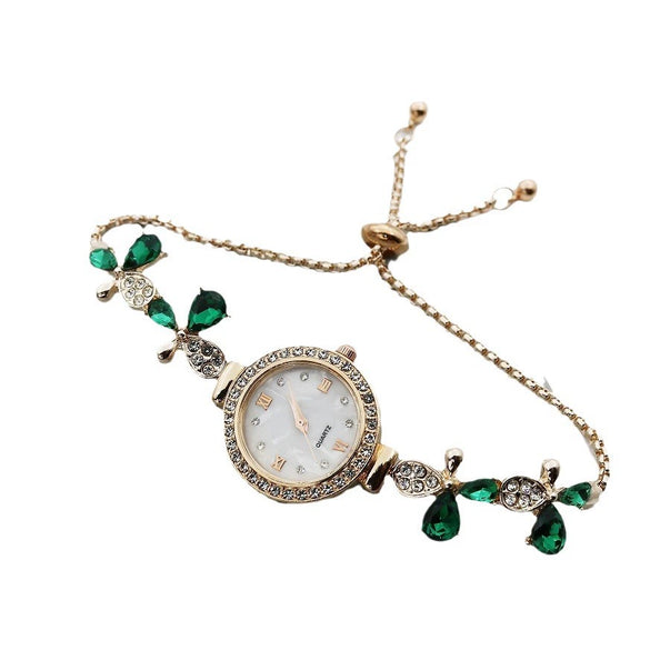 Women's Leisure Style Round Alloy And Stainless Steel Butterfly Fashion Quartz Watch