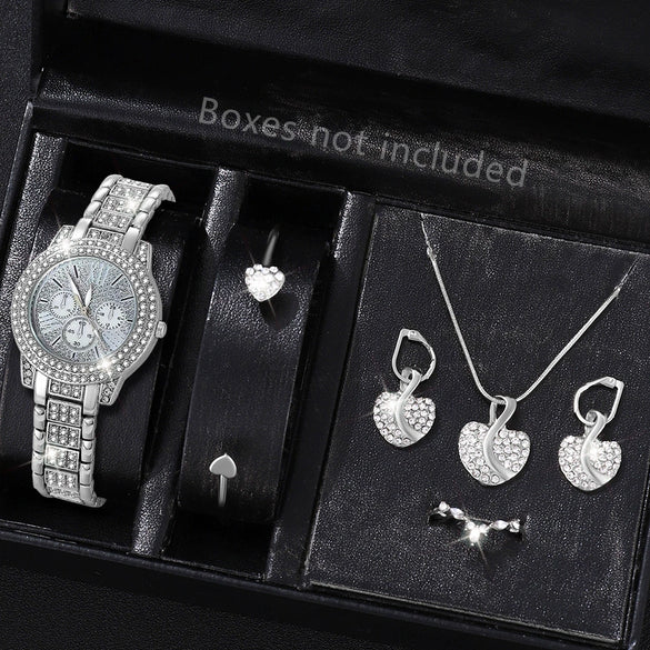 Women's Leisure Style Round Dial Alloy And Stainless Steel Watch With Full Diamond Highface Value
