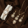Women's Leisure Style Round Diamondencrusted Quartz Bracelet Watch And Jewelry Set With Alloy And Stainless Steel Materials