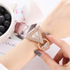 Women's Leisure Triangle Rhine Stone Inlay Frosted Strap Alloy Watch