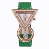 Women's Leisure Triangle Rhine Stone Inlay Frosted Strap Alloy Watch