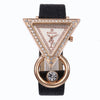 Women's Leisure Triangle Rhine Stone Inlay Frosted Strap Alloy Watch