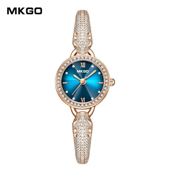 Women's Leopard Head Quartz Watch With Zinc Alloy Case Mineral Strengthened Glass Mirror Zircon Inlaid Copper Strip Strap And Stainless Steel Clasp