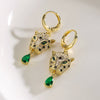 Women's Leopard Pendant Earrings Copper Plated 18K Gold Geometric Style Animal Pattern
