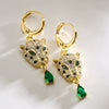 Women's Leopard Pendant Earrings Copper Plated 18K Gold Geometric Style Animal Pattern
