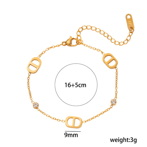 Women’s Letter D Bracelet In Titanium Steel With Real Gold Plating Retro Light Luxury Versatile Hand Jewelry
