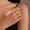Women's Light Luxury Autumn And Winter Rings Stainless Steel Microencrusted Zircon Leaves Electroplated