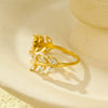 Women's Light Luxury Autumn And Winter Rings Stainless Steel Microencrusted Zircon Leaves Electroplated