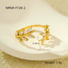 Women's Light Luxury Autumn And Winter Rings Stainless Steel Microencrusted Zircon Leaves Electroplated