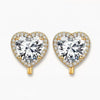 Women's Light Luxury Brass Heart Shape Zircon Clip On Earrings With Electroplated Finish For Non Pierced Ears Elegant Fashion Jewelry