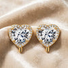Women's Light Luxury Brass Heart Shape Zircon Clip On Earrings With Electroplated Finish For Non Pierced Ears Elegant Fashion Jewelry