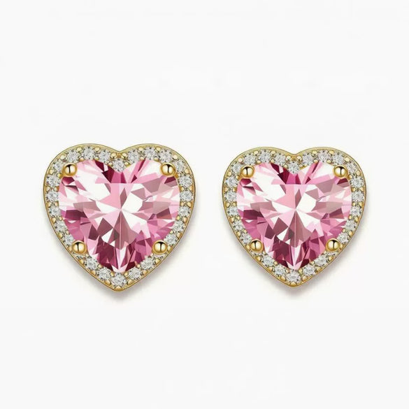 Women's Light Luxury Brass Heart Shape Zircon Clip On Earrings With Electroplated Finish For Non Pierced Ears Elegant Fashion Jewelry
