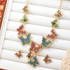Women's Light Luxury Butterfly Necklace And Earrings Set Electroplated Alloy Floral Jewelry