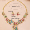 Women's Light Luxury Butterfly Necklace And Earrings Set Electroplated Alloy Floral Jewelry