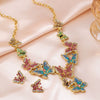 Women's Light Luxury Butterfly Necklace And Earrings Set Electroplated Alloy Floral Jewelry