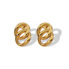 Women's Light Luxury Commuter Geometric Round Titanium Steel Earrings Vacuum Electroplated 18K Gold