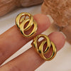 Women's Light Luxury Commuter Geometric Round Titanium Steel Earrings Vacuum Electroplated 18K Gold