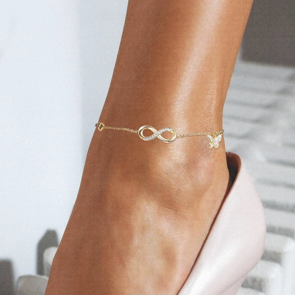 Women's Light Luxury Copper Butterfly Pendant Anklet Elegant Fashion Insect Charm Ankle Chain For Daily Wear