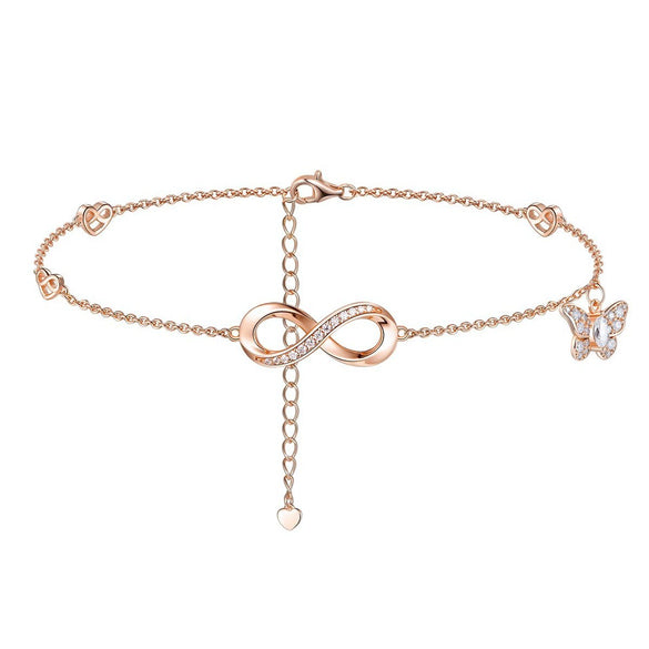 Women's Light Luxury Copper Butterfly Pendant Anklet Elegant Fashion Insect Charm Ankle Chain For Daily Wear