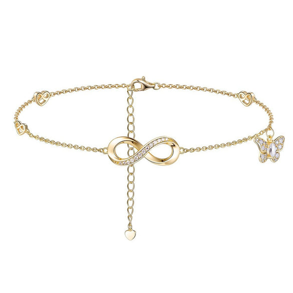 Women's Light Luxury Copper Butterfly Pendant Anklet Elegant Fashion Insect Charm Ankle Chain For Daily Wear