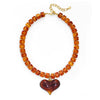 Women's Light Luxury Copper Electroplated Colorful Beaded Heart Pendant Necklace With Geometric Clavicle Chain
