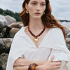 Women's Light Luxury Copper Electroplated Colorful Beaded Heart Pendant Necklace With Geometric Clavicle Chain