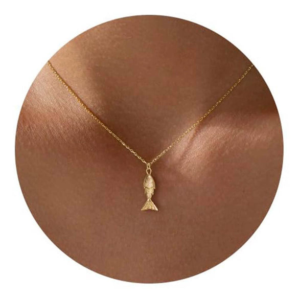 Women's Light Luxury Copper Fish Pendant Necklace With O Shaped Chain Electroplated Animal Clavicle Chain Simple Fashion Jewelry