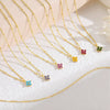 Women's Light Luxury Copper Four Leaf Clover Birthstone Necklace Geometric Leaf Pendant Clavicle Chain With Electroplated Finish
