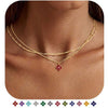 Women's Light Luxury Copper Four Leaf Clover Birthstone Necklace Geometric Leaf Pendant Clavicle Chain With Electroplated Finish