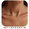 Women's Light Luxury Copper Four Leaf Clover Birthstone Necklace Geometric Leaf Pendant Clavicle Chain With Electroplated Finish