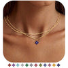 Women's Light Luxury Copper Four Leaf Clover Birthstone Necklace Geometric Leaf Pendant Clavicle Chain With Electroplated Finish