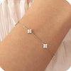 Women's Light Luxury Copper Four Leaf Clover Flower Bracelet With Zircon Electroplated Adjustable Elegant Jewelry