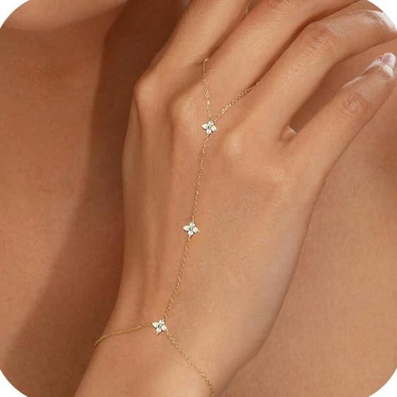 Women's Light Luxury Copper Four Leaf Clover Flower Bracelet With Zircon Electroplated Adjustable Elegant Jewelry