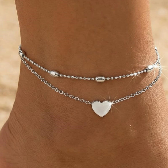 Women's Light Luxury Copper Geometric Anklet With Devil's Eye Pendant Fashion Classic Foot Jewelry