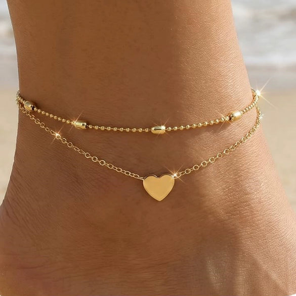 Women's Light Luxury Copper Geometric Anklet With Devil's Eye Pendant Fashion Classic Foot Jewelry