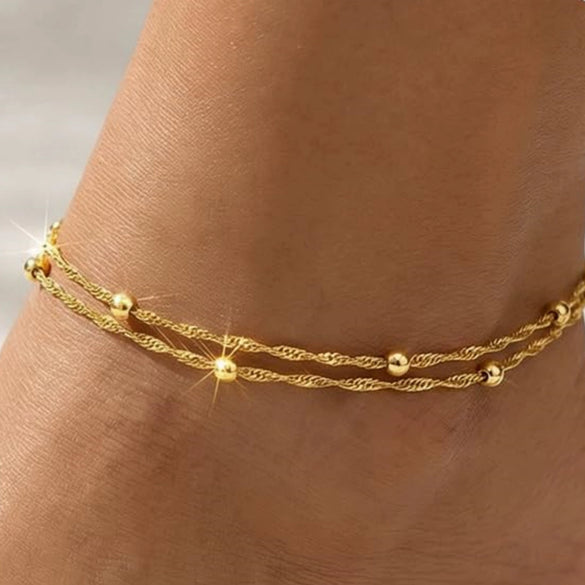 Women's Light Luxury Copper Geometric Anklet With Devil's Eye Pendant Fashion Classic Foot Jewelry